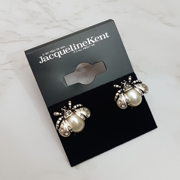 Queen Bee Silver Pearl Studs - Picture 2 of 4